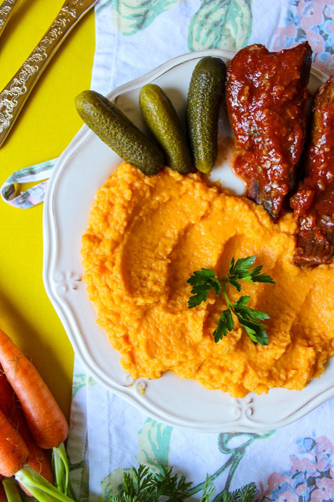 celery and carrot puree with beef